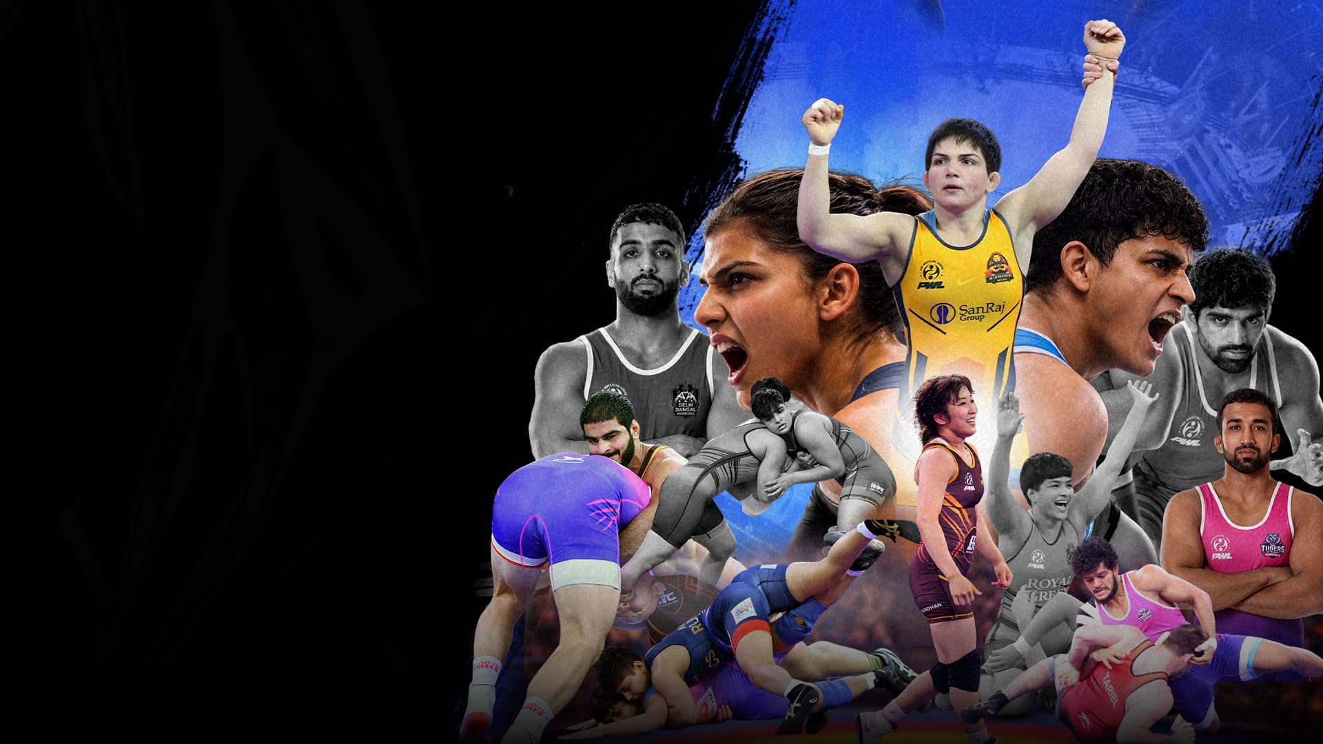 Indian wrestlers competing at a national championship