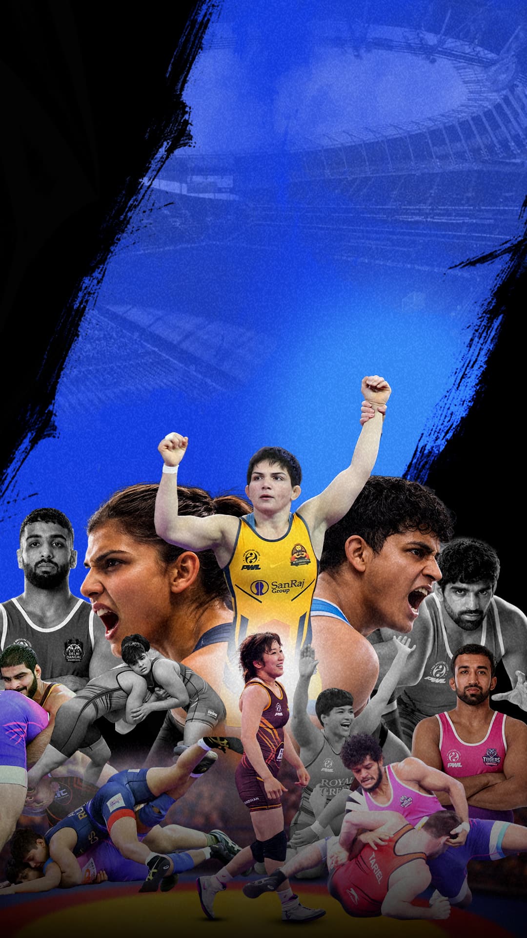 Indian wrestlers competing at a national championship