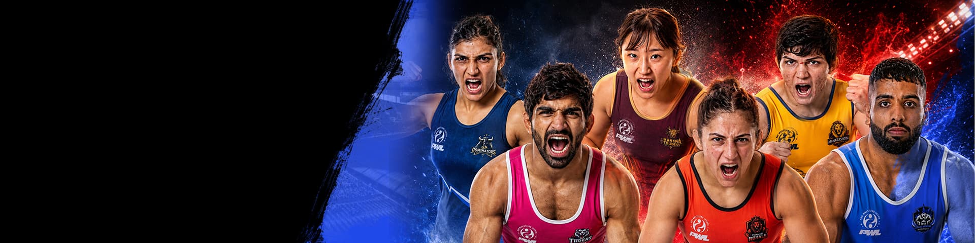 Indian wrestlers celebrating